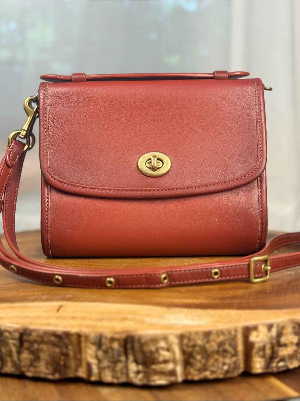 Coach Kip Turnlock Crossbody C3486 Red Sand Leather Limited Edition